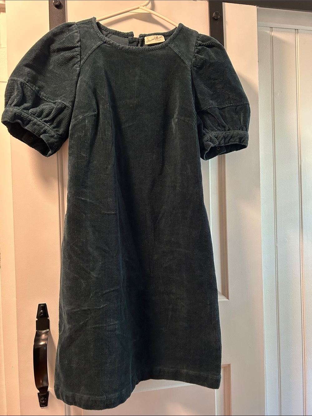 Puff Sleeve Corduroy Dress - Dark Teal